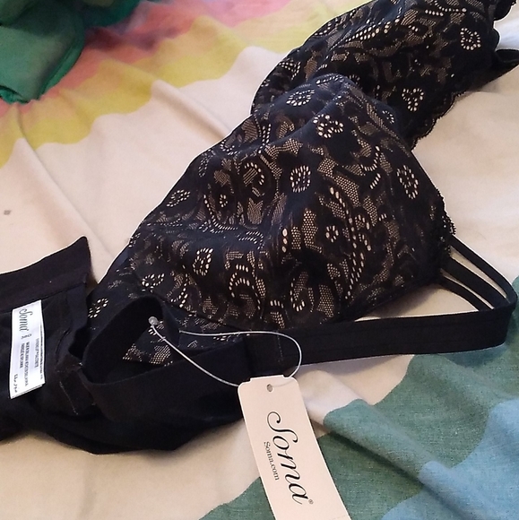 38G Soma Enticing Lift Unlined Balconette Lace and Tan Nude Bra NWOT - Picture 3 of 11